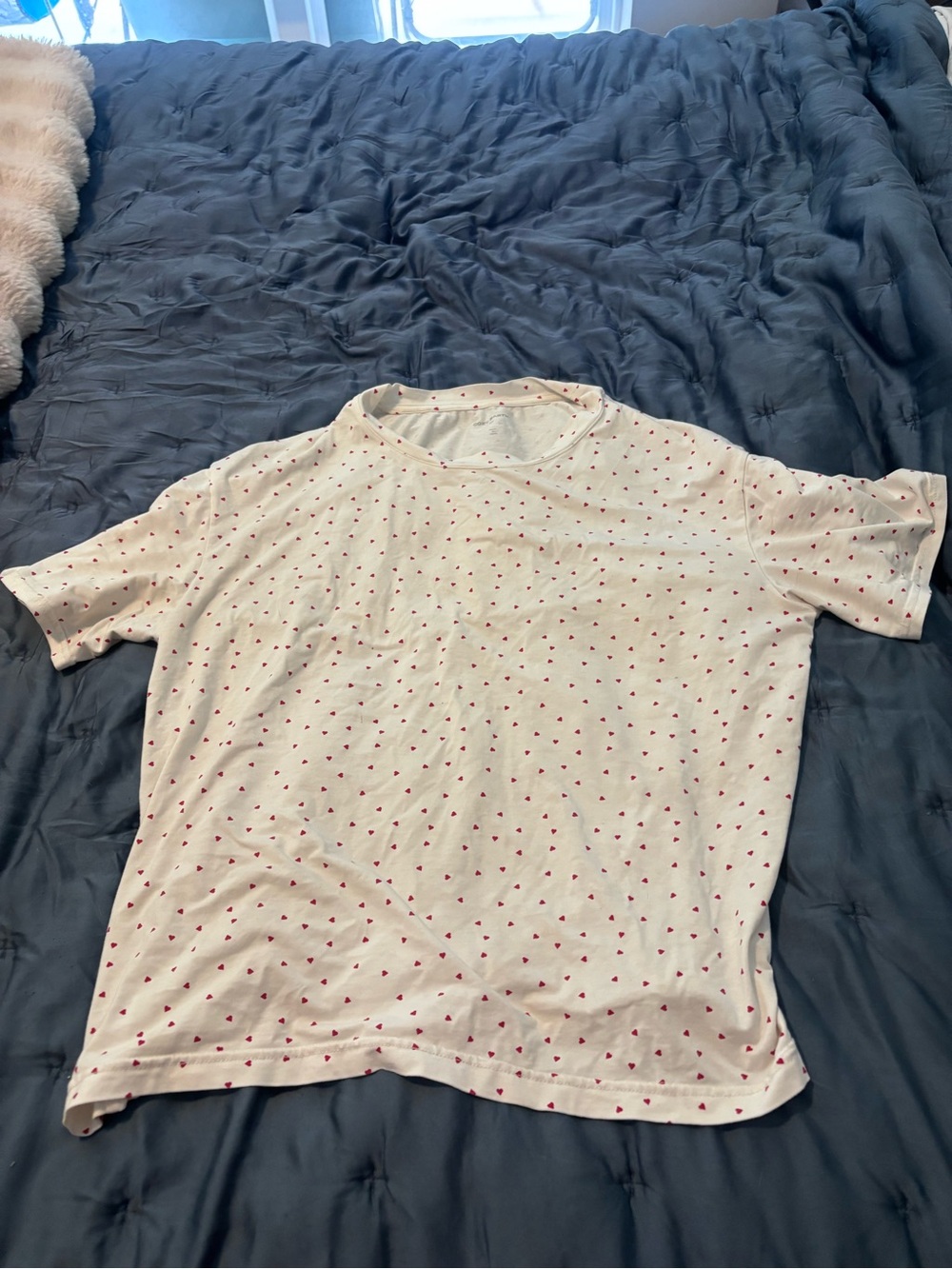 Cozy Earth White Red Hearts First Layer Pajama Top